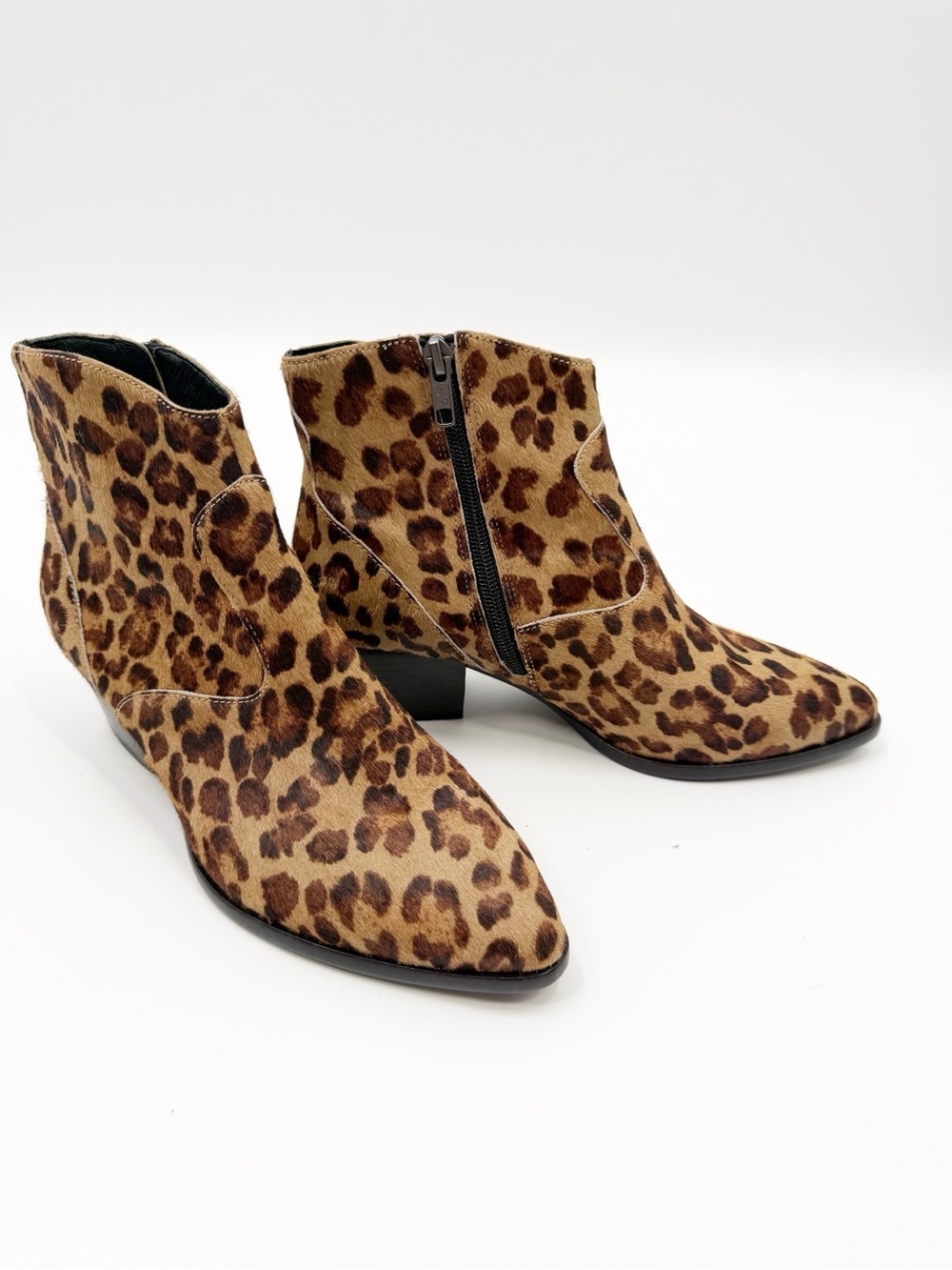 Ash Henna Leopard Print Cow Hair Leather Booties